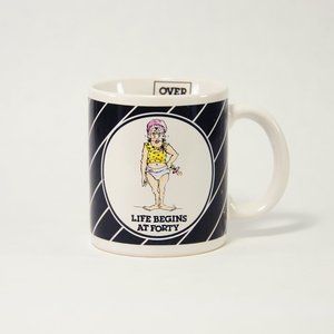 1987 Enesco Humor Mug; “Life Begins at Forty”